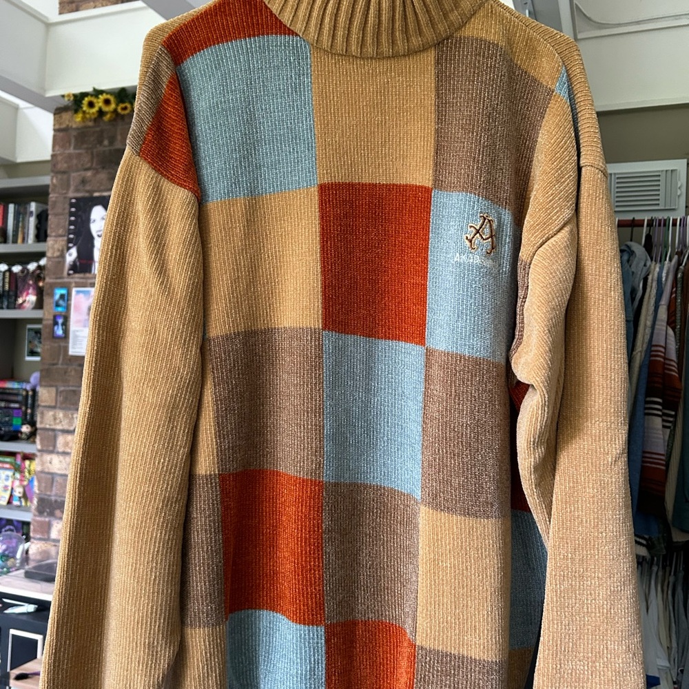 Akademiks Colorful Plaid Turtleneck Sweater